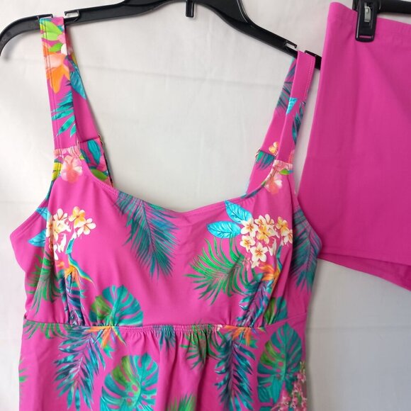 Kim Gravel x Swimsuits for All Tankini & Swim Short Set Pink Floral Size 14 NWT - Picture 9 of 11
